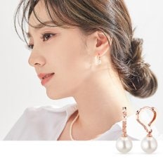 14k 하트링 스와진주 귀걸이(6mm)