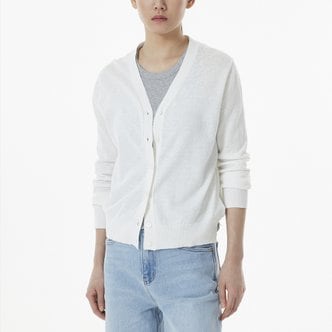 JAJU 여 리넨 블렌디드 긴팔 가디건(WHITE / BEIGE / NAVY)