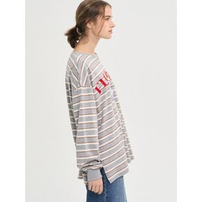 Flowers Stripe T-Shirt_Gray