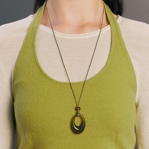 [~9/27 헤어핀 증정][이홍기 착용]marbled oval necklace_Khaki