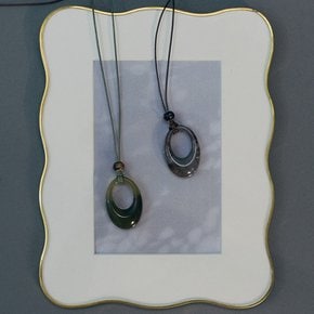 [~9/27 헤어핀 증정][이홍기 착용]marbled oval necklace_Khaki