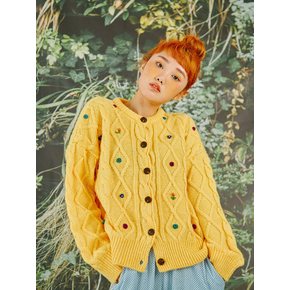 floral hand knitting cardigan (yellow)