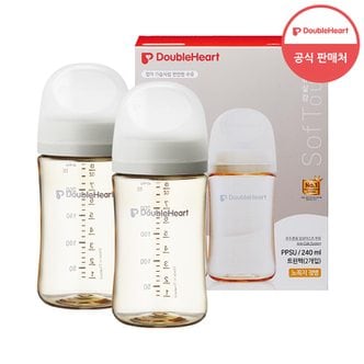 더블하트 모유실감 3세대 PPSU 오후의베이지 240ml 트윈팩 (노꼭지)