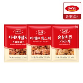 사세 스틱 플러스 1kg+윙스틱 1kg+순살 치킨 가라게 1kg