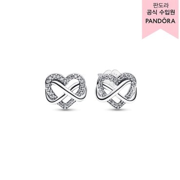 판도라 [백화점 보증서 제공]스파클링 인피니티 하트 스터드 이어링_292667C01