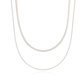 [silver925]snake chain layered necklace