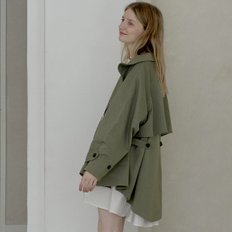 Oversize Half Trench Coat - KHAKI