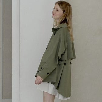 아방 Oversize Half Trench Coat - KHAKI