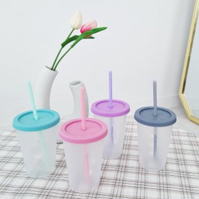심쿵빨대컵2P세트 400ml 유아물병 아기 간편세척 우유 컵