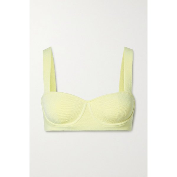 갈반 Nyx 크롭 스트레치 니트 탑 파스텔 옐로 1647597295043228