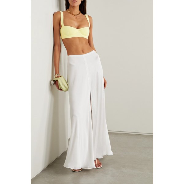 갈반 Nyx 크롭 스트레치 니트 탑 파스텔 옐로 1647597295043228