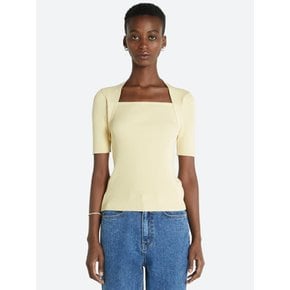 ELLA MODAL SQUARE NECK KNIT TOP BUTTER