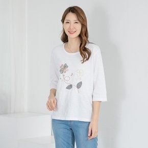 엄마옷 티셔츠 7부 면 라운드 12SDF6750 중년여성/50대/60대/70대/빅사이즈/할머니옷
