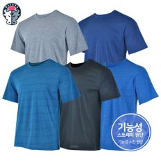 남성 여름 냉감 기능성 보카시 기본 스판 무지 라운드 반팔 티셔츠