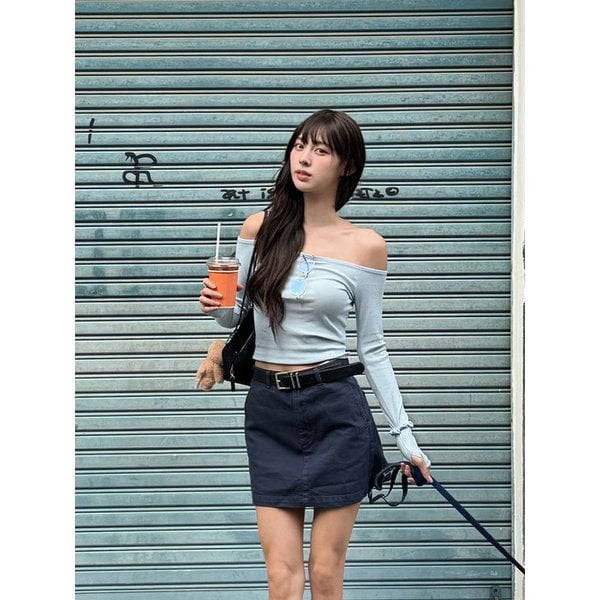 트윌 에이라인 스커트 (Indigo)