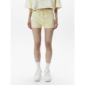 YELLOW CUTTING DENIM SHORTS