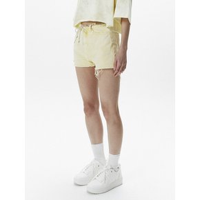 YELLOW CUTTING DENIM SHORTS