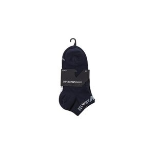 EMPORIO ARMANI 남성 로고 프린트 스니커즈 삭스 3PACK 0813145004000