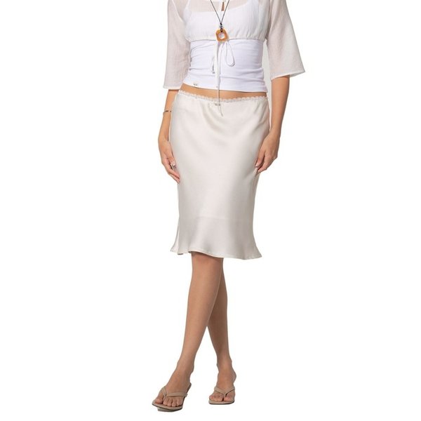 90s satin midi skirt Butter cream