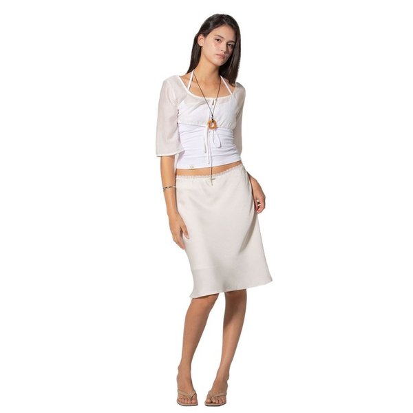 90s satin midi skirt Butter cream