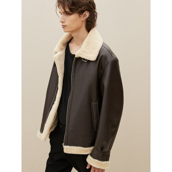 프리미엄 스탠다드 B3 무스탕 자켓 맨 (브라운)