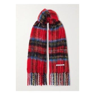 아크네스튜디오 프린지 체크 모헤어 혼방 스카프 레드 46376663162899055