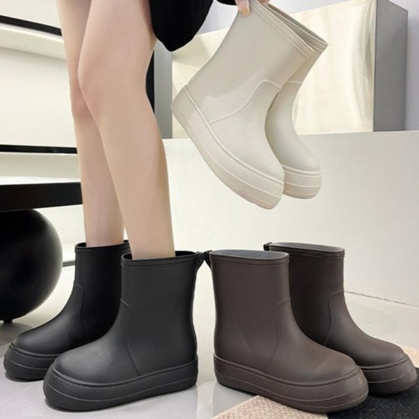 [옷자락] 여자 여름 장마 발목 무지컬러 장화 미들 레인부츠