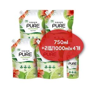 피죤퓨어주방세제750ml + 1000ml x 4pk 버진모히또 c