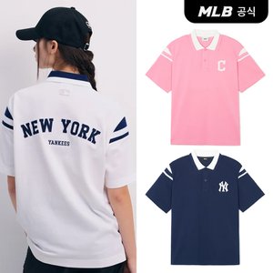 MLB [코리아공식] [MLB] 바시티 어깨배색 오버핏 카라 티셔츠 (3 COLOR)