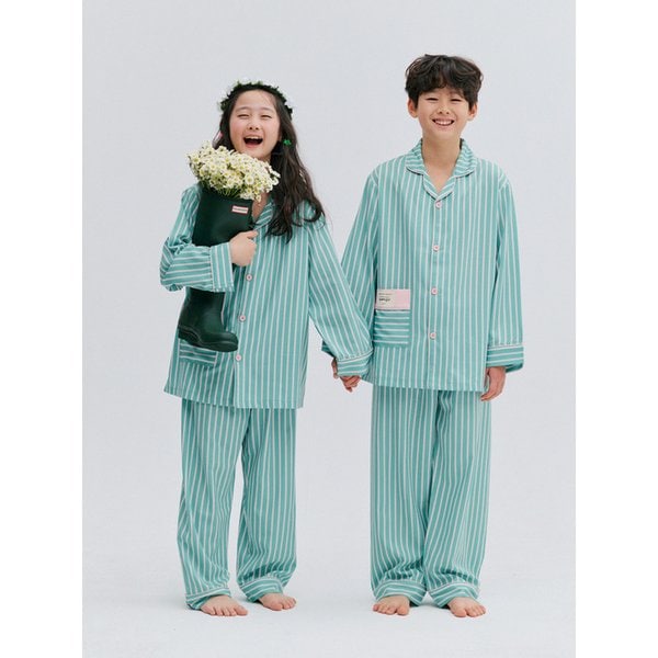 26 s/s Silk Fit Spring mint Kids Long-Sleeved Pajamas Set