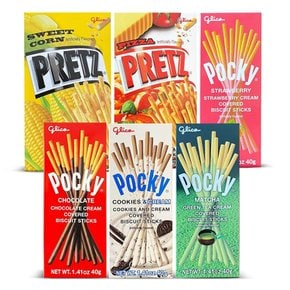 [해외직구] Grateful  Grocer  Pocky  sticks  &  Pretz  일본  스낵  Pocky  버라이어티  6가지  아시아  스낵  팩  Poky  Stix  스위트  콘  초콜릿  쿠키  앤  크림  피자  등  Grateful  Grocer의  아시아  캔디