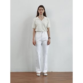 Front line detail straight cotton pant [WHITE]