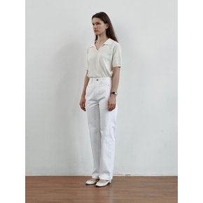 Front line detail straight cotton pant [WHITE]