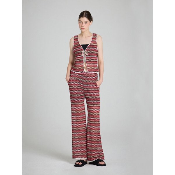 Lace  jacquard vest - bergundy