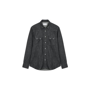 LARDINI 투 포켓 스냅 버튼 데님 셔츠 1913303011000