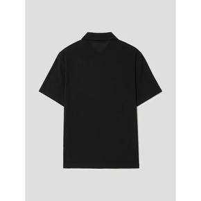 [SMART 4有] 코튼 솔리드 릴렉스핏 반소매 칼라 넥 티셔츠  블랙 (RY4342CL15)