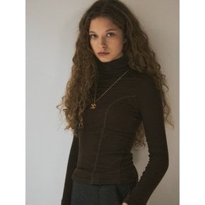 Every Day Wool Tencel Turtleneck Tee _CTT308(Brown)