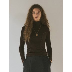 Every Day Wool Tencel Turtleneck Tee _CTT308(Brown)