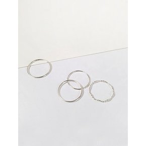 Simple Basic Layered Silver Ring SET