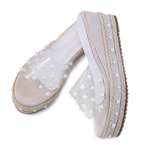 kami et muse White stud wedge slippers_KM19s318