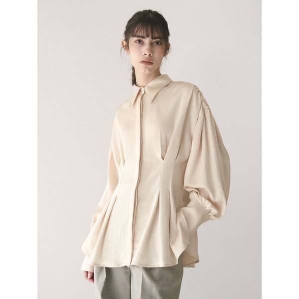 Volume oversized crinkle Shirt - Ivory