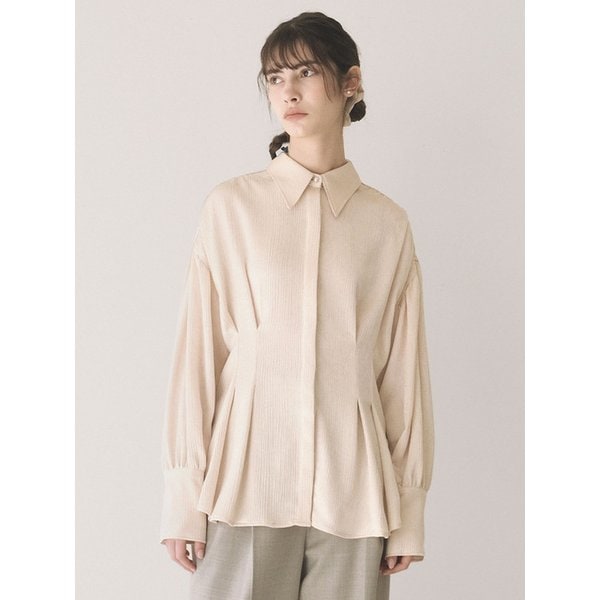Volume oversized crinkle Shirt - Ivory