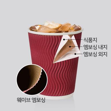 [소분]3중 단열 종이컵 웨이브 칼라컵 240ml (8oz) 50개