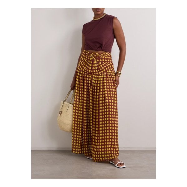 아미라 개더 프린트  시폰 맥시 스커트 브릭 1647597336288297