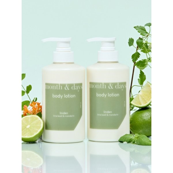 [1+1] 먼스앤데이즈 퍼퓸케어 바디로션 린든 라임 앤 바질 만다린 500ml 2개