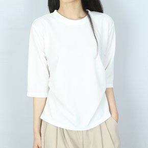 4색 고슬 무지 라운드 셔링 7부 티셔츠