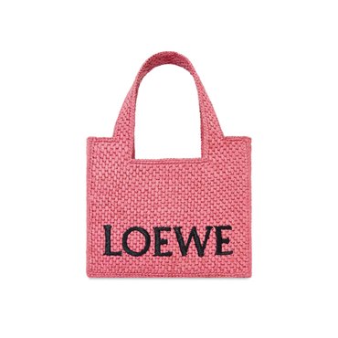  [LOEWE FONT TOTE RAFFIA Mini] 로에베 미니 폰트 토트 라피아 라탄 핸드백 기은세 핑크