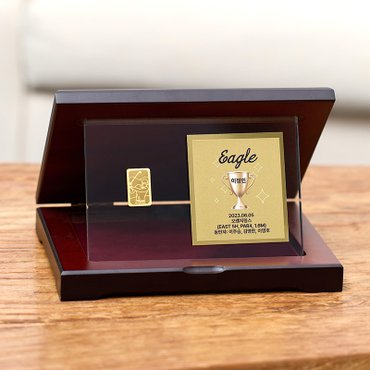 뽀르띠 순금 24K 3.75g 골프 골드바 크리스탈 플레이트 우드상패 GMX024