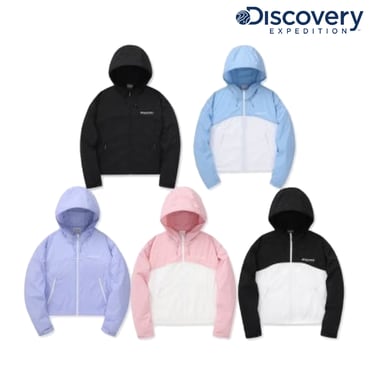 디스커버리 *정가159,000원* [24SS] 디스커버리 여성 컬러블럭 크롭 바람막이(DWWJ96043)