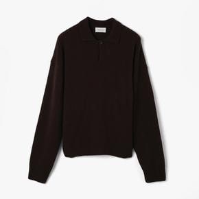 DIANA STUDIO 디아나 스튜디오 OPEN COLLAR POLO DARK BROWN DUF2M50002A51